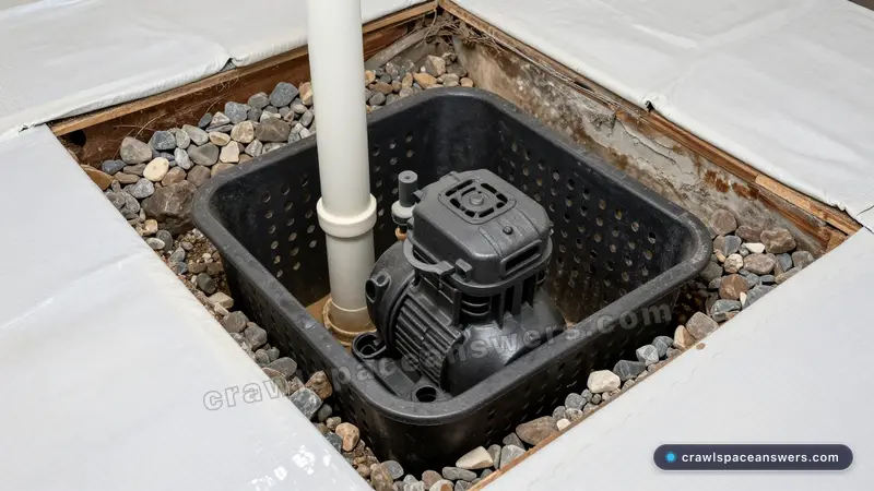 Interior sump pump basin and drainage matting method for crawl space waterproofing